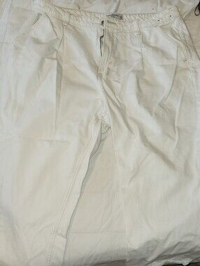 EUC Abercrombie & Fitch High Rise Loose Pleated Cream Jeans 18s